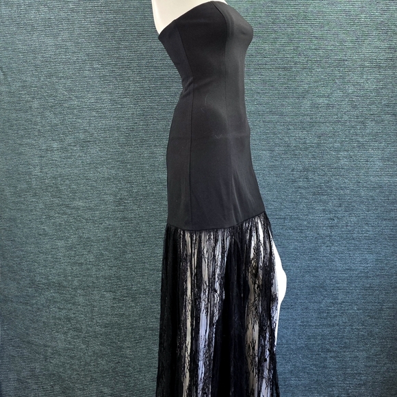 Lulus Vesna Black Mixed Media Strapless Maxi-Dress Size S - Picture 13 of 16